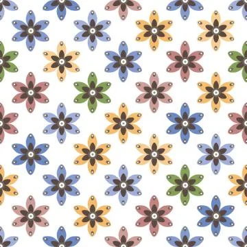 Cute floral seamless pattern. Vector background with flowers and leaves. Stock Illustration