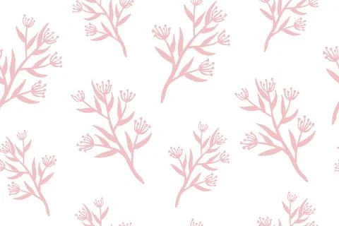 Cute floral seamless pattern on a white background. Stock Illustration
