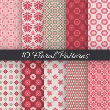 Cute floral seamless patterns. vector illustration Stockillustratie