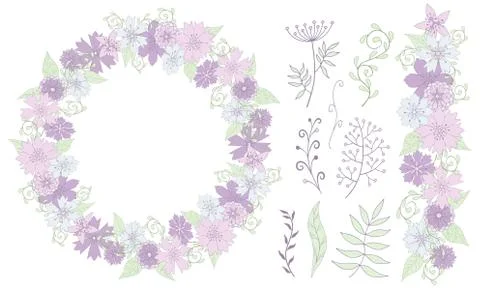 Cute floral vector elements for design cards Stockillustratie