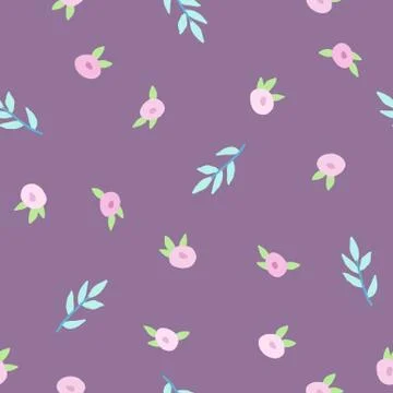Cute floral violet pattern. Stock Illustration