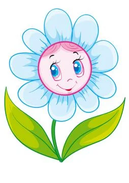 Cute flower character, isolated object on white background, vector illustrati Stock Illustration