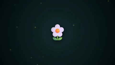 Cute flower icon rendered in smooth 3D style centered against dark background 스톡 동영상 345013296