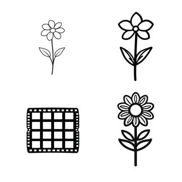 Cute flower icon set over white background, line style, vector illustration Ilustração Stock