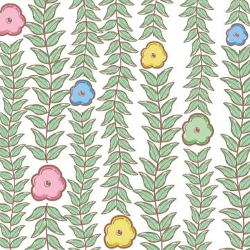 Cute flower with leafs pattern Stock Illustration