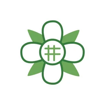 Cute flower with leafs spring half color style icon イラスト素材