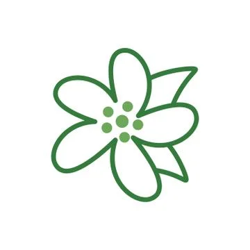 Cute flower with leafs spring half color style icon イラスト素材