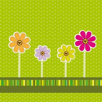 Cute flower over green background. vector illustration Ilustração Stock