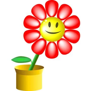 Cute flower in a pot created in 3D style Stock Illustration