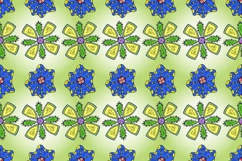 Cute flower raster pattern. Colour Spring Theme seamless pattern Background. Fla Stock Illustration