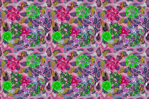 Cute flower raster pattern. Flat Flower Elements Design. Colour Summer Theme sea イラスト素材