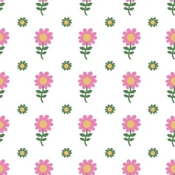Cute Flower Seamless Pattern Vector on Isolated White Background Stock Illustration