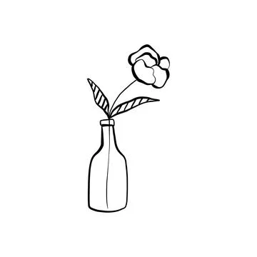 Cute Flower in a vase. Doodle vector Stock Illustration