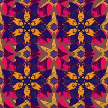 Cute flower vector pattern. Flat Flower Elements Design. Colour Spring Theme sea Stock Illustration