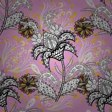Cute flower vector pattern. Flowers on pink and white colors. Colour Summer Them Stock Illustration
