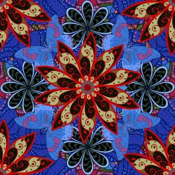 Cute flower vector pattern. Seamless Colour Spring Theme seamless pattern Backgr Stock Illustration