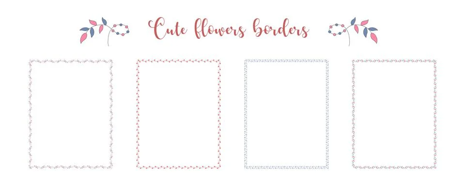 Cute flowers borders set  Stock Illustration