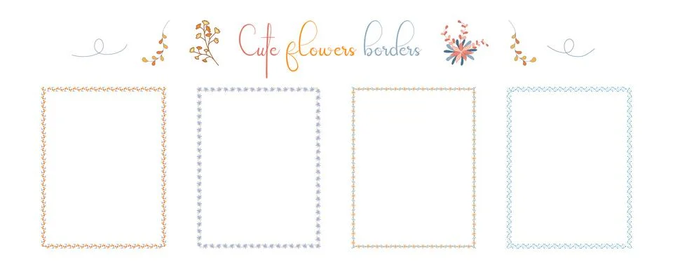 Cute flowers borders set  Stock-Illustration