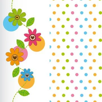 Cute flowers with dots background. vector illustration Stock Illustration