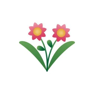 Cute flowers with leafs spring degradient style icon イラスト素材