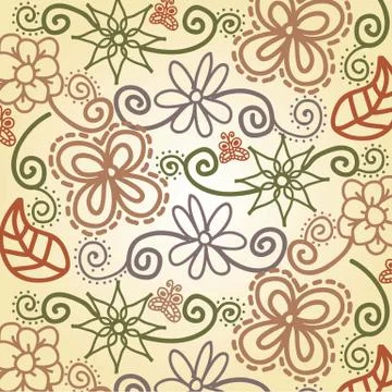 Cute flowers over beige background. vector illustration Ilustração Stock
