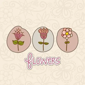 Cute flowers over beige background. vector illustration Ilustração Stock