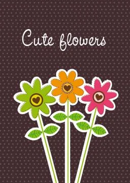 Cute flowers over brown background. vector illustration Stock Illustration
