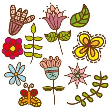 Cute flowers over white background. vector illustration Ilustração Stock