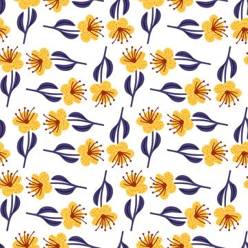 Cute flowers seamless pattern. Summer texture floral. Children sunny backgrou Stock Illustration