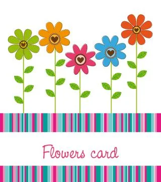 Cute flowers with stripes background. vector illustration Stock Illustration