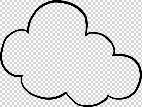 Cute Fluffy Cloud Simple Outline Hand Drawn Stock Illustration