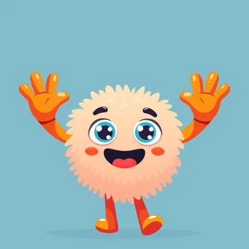Cute fluffy monster flat vector illustration Stock Illustration