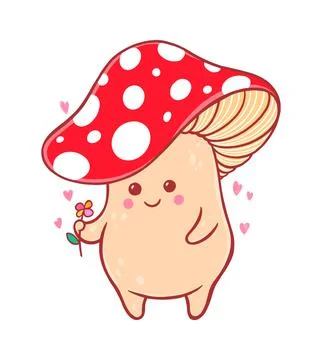Cute fly agaric mushroom Stock Illustration