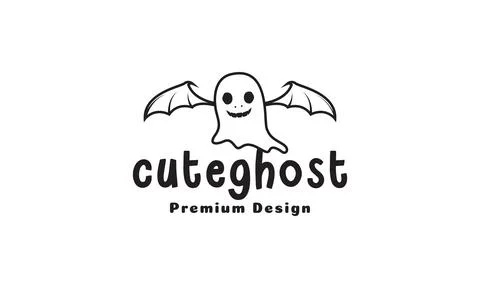 Cute fly ghost with wings logo symbol vector icon illustration graphic design Stock Illustration