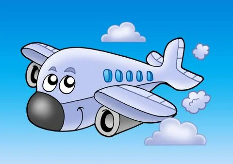 Cute flying airplane Stock Illustration