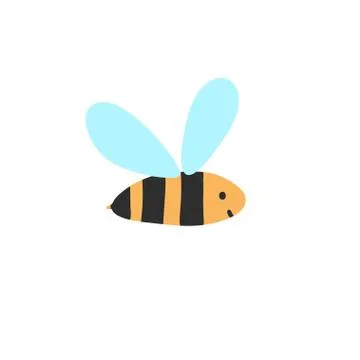 Cute flying bee isolated element. Wasp character for kids design Stock Illustration