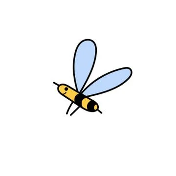 Cute flying bee isolated element. Insect character for kids design Stock Illustration