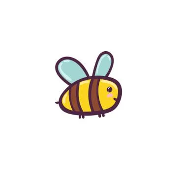 Cute flying bee isolated element. Funny character for kids design Stock Illustration
