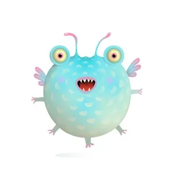 Cute Flying Happy Creature Fish Monster for Kids Stock Illustration