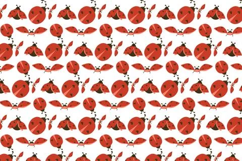Cute flying love bugs seamless pattern background Illustrazione stock