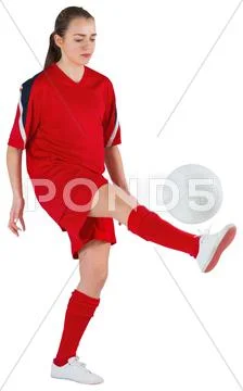 Cute football player kicking ball Stock Photos