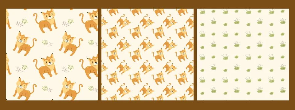 Cute forest animals patterns for children's room decor Stock Illustration