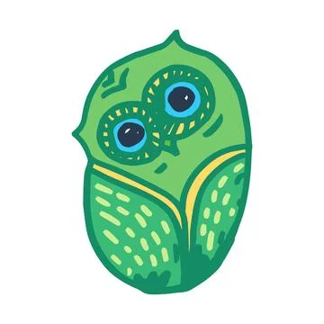 Cute Forest Eagle Hand Drawn Owl Bird Stock Illustration