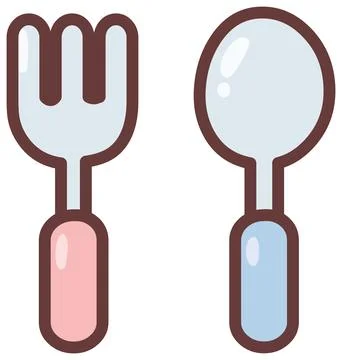 Cute Fork and Spoon Stock Illustration