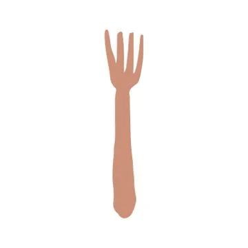 Cute fork in doodle style isolated on white background. Simple illustration Illustrazione stock