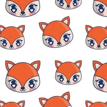Cute fox adorable characters pattern Illustrazione stock