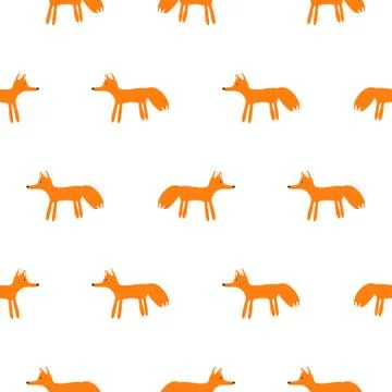 Cute fox animal seamless vector pattern. Illustrazione stock