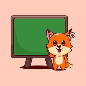 Cute fox with blackboard cartoon vector illustration Stock Illustration