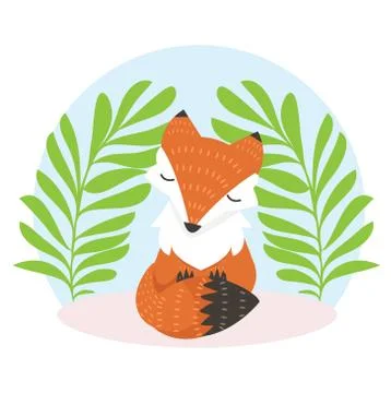 Cute fox cartoon Fox flat style vector イラスト素材