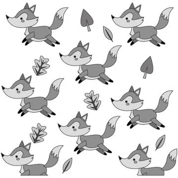 Cute fox cartoon pattern background Stock Illustration